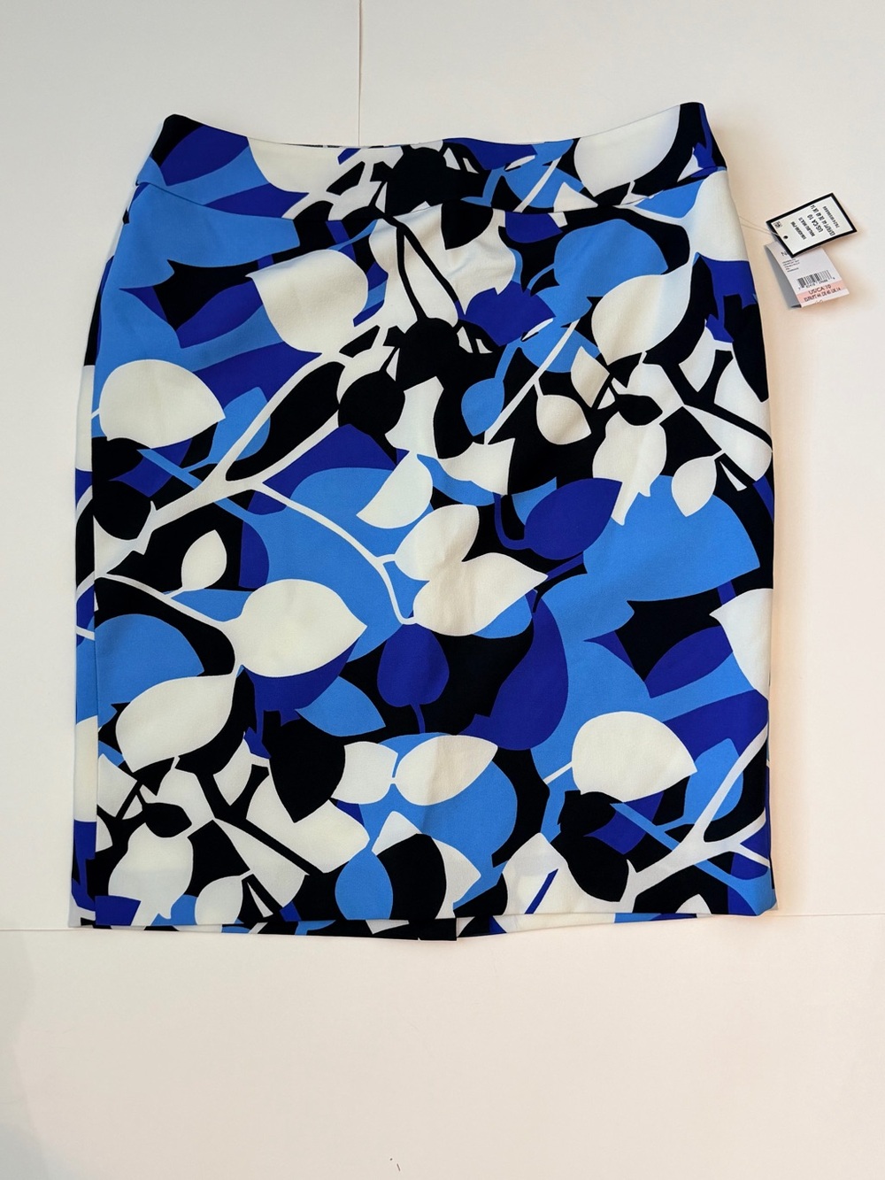 Nine West Blue, Black & White Floral Pencil Skirt